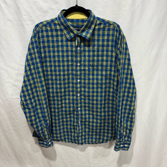 Allen Solly Other - Allen Solly Sport Fit Blue Yellow Plaid Button Up Shirt XL (44) Office Corp